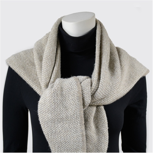 FRATELLI TALLI Knit Collar Scarf OS Beige Wool Alpaca Blend Made In Italy - Picture 3 of 14